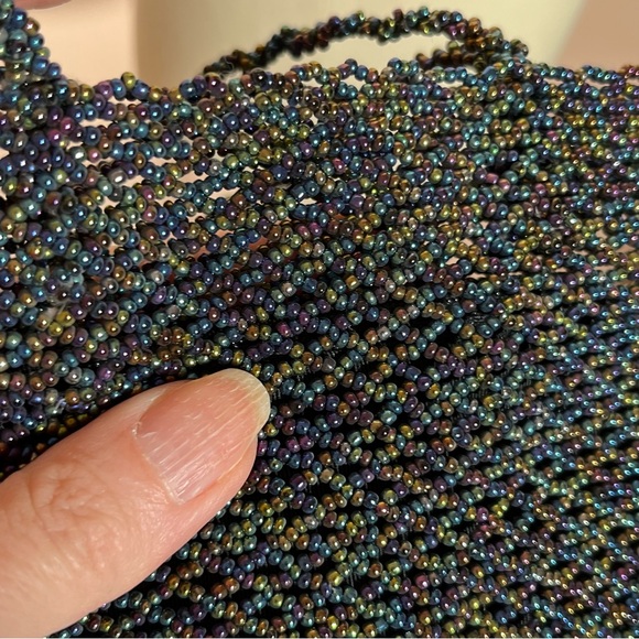 Art deco Vintage Vanessa glass beaded black aurora borealis evening bag - Picture 7 of 17